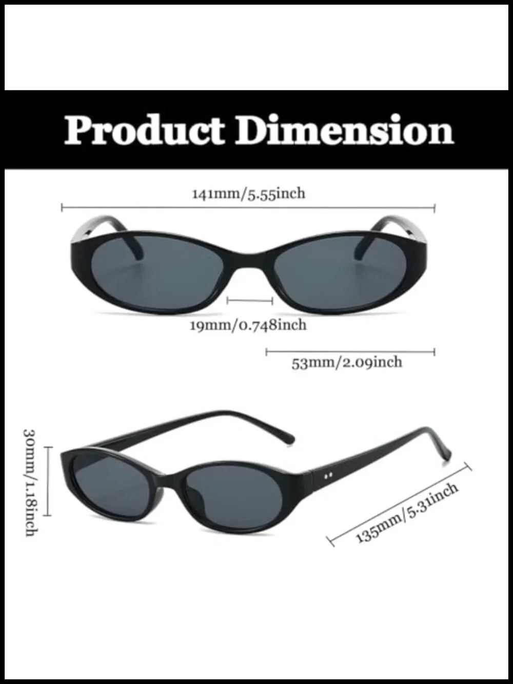 Retro Oval Cat Eye Sunglasses Women UV400 Protection Plastic Frame